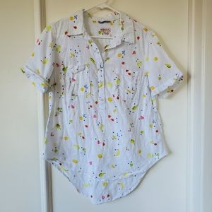 Merona linen short sleeve shirt fruit print M